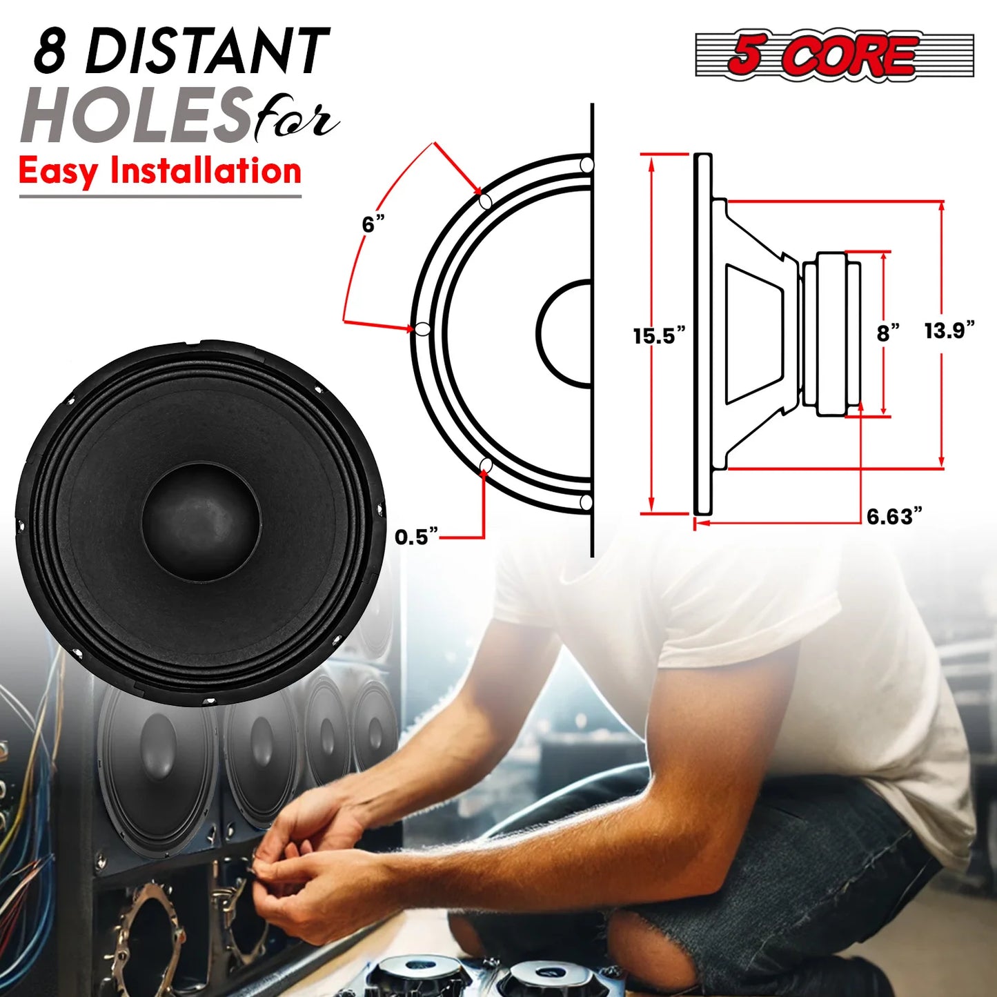 5Core 12 Inch DJ Subwoofer Speaker 200W Peak 8Ohm Audio Replacement Sub Woofer