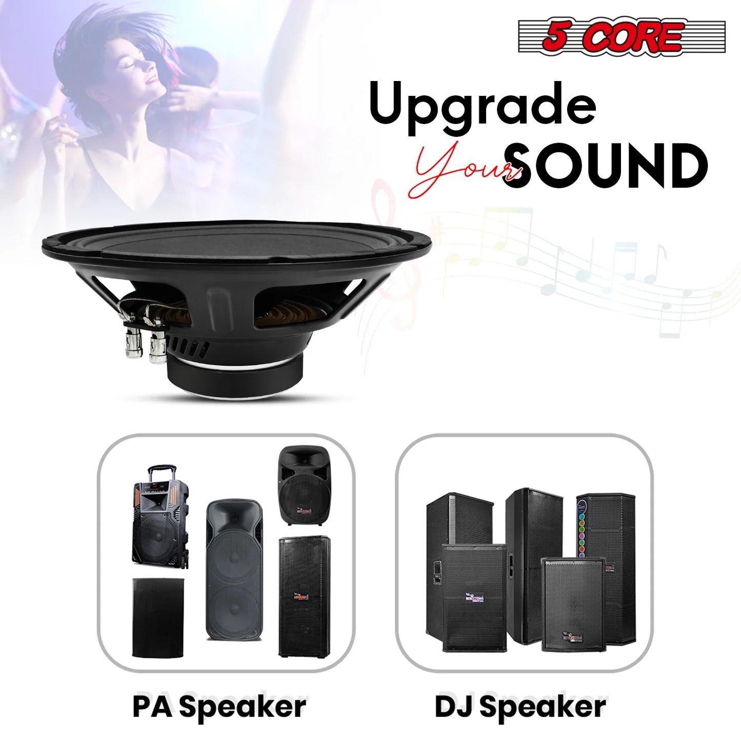 5Core 12 Inch DJ Subwoofer Speaker 200W Peak 8Ohm Audio Replacement Sub Woofer