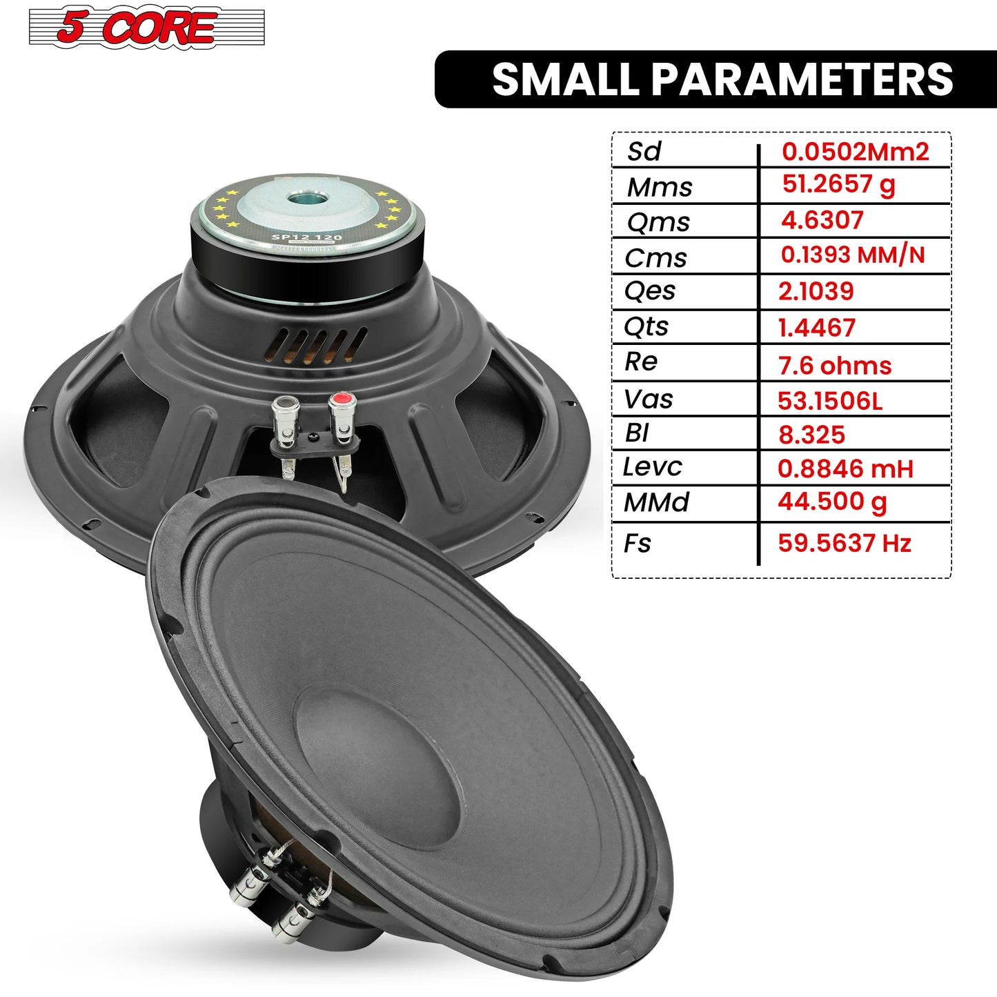 5Core 12 Inch DJ Subwoofer Speaker 200W Peak 8Ohm Audio Replacement Sub Woofer
