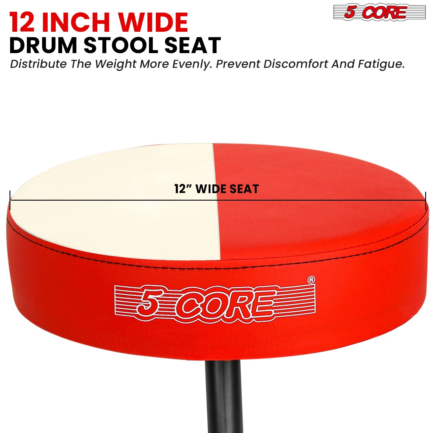 5Core Drum Throne Adjustable Guitar Stool 3" Padded Drummer Seat for Adults & Kids