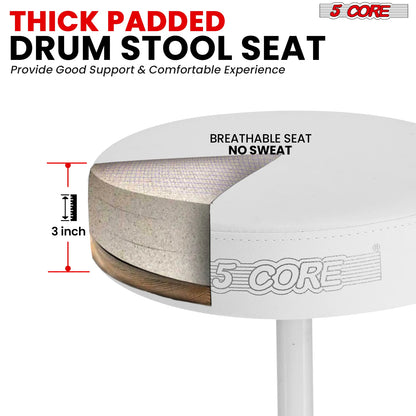 5Core Drum Throne Adjustable Guitar Stool 3" Padded Drummer Seat for Adults & Kids