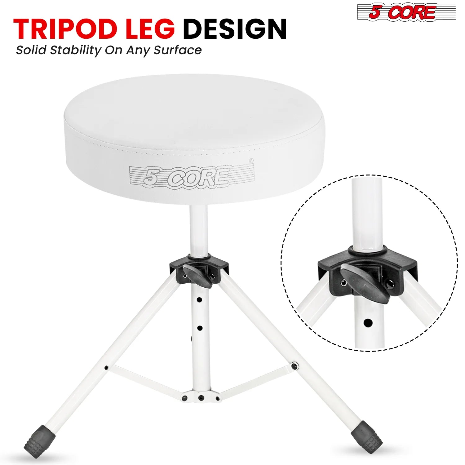 5Core Drum Throne Adjustable Guitar Stool 3" Padded Drummer Seat for Adults & Kids