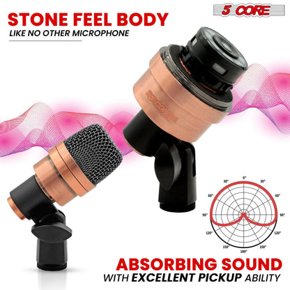 5 Core Tabla Mic XLR Wired Uni Directional Snare Tom Instrument Microphone COPPER