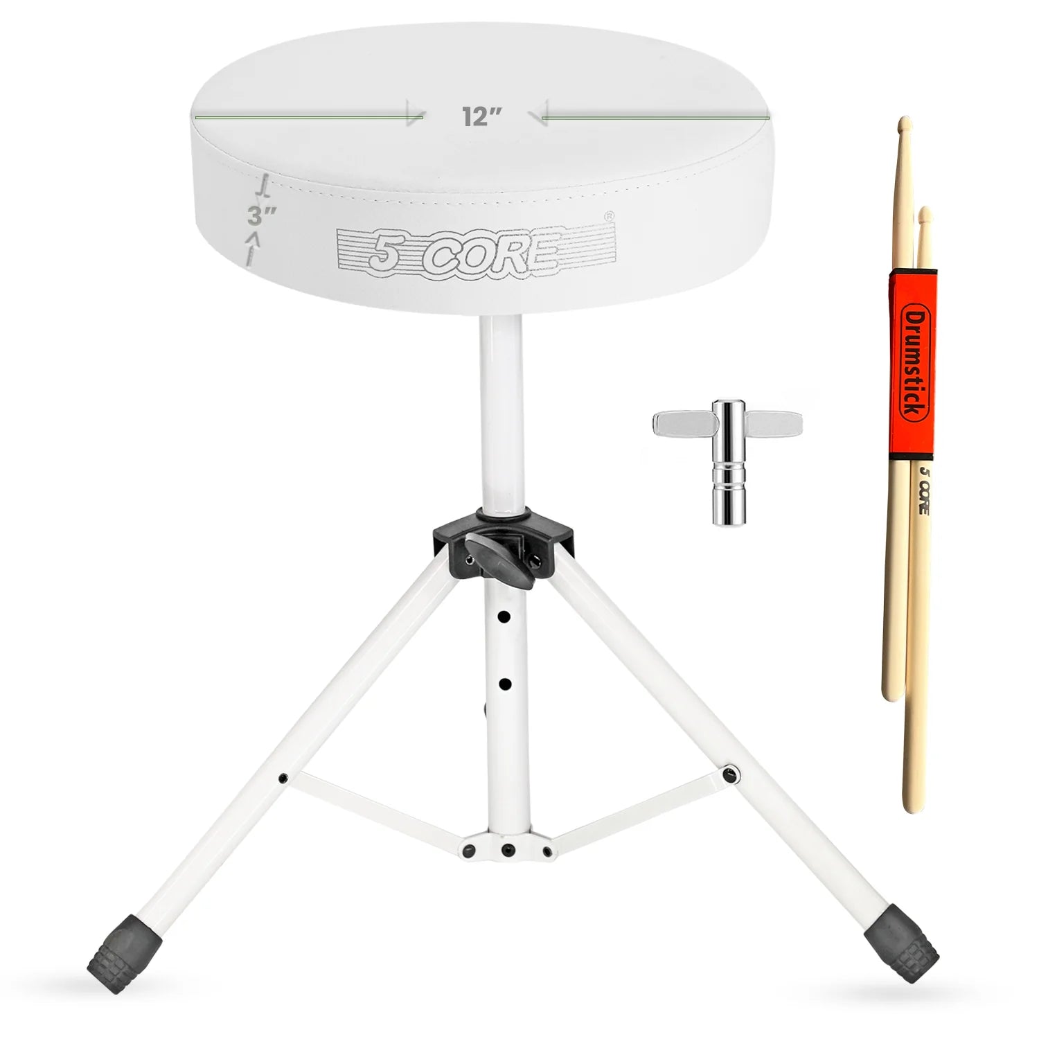 5Core Drum Throne Adjustable Guitar Stool 3" Padded Drummer Seat for Adults & Kids