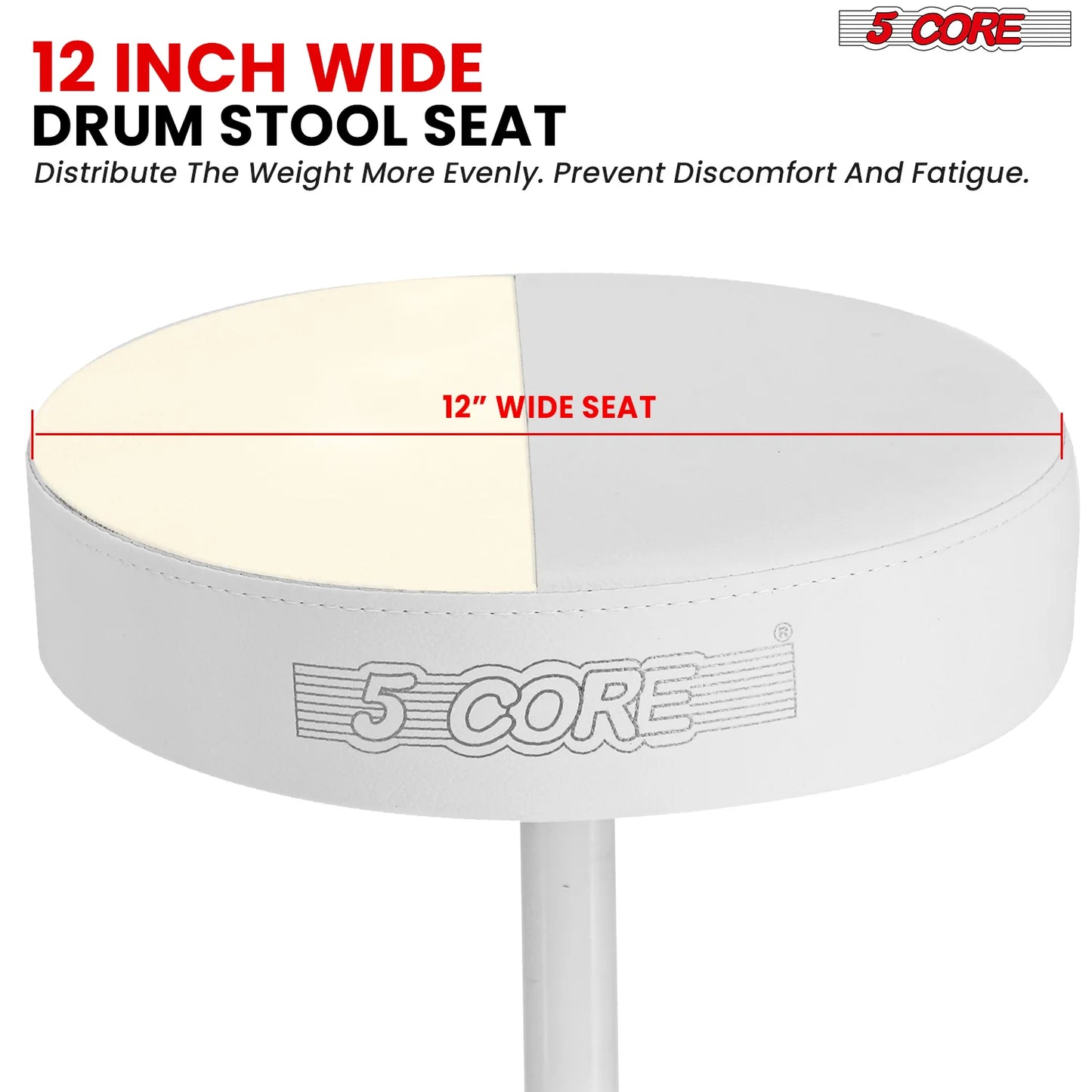 5Core Drum Throne Adjustable Guitar Stool 3" Padded Drummer Seat for Adults & Kids