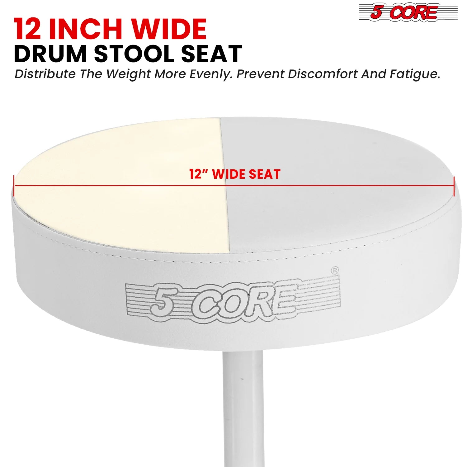 5Core Drum Throne Adjustable Guitar Stool 3" Padded Drummer Seat for Adults & Kids