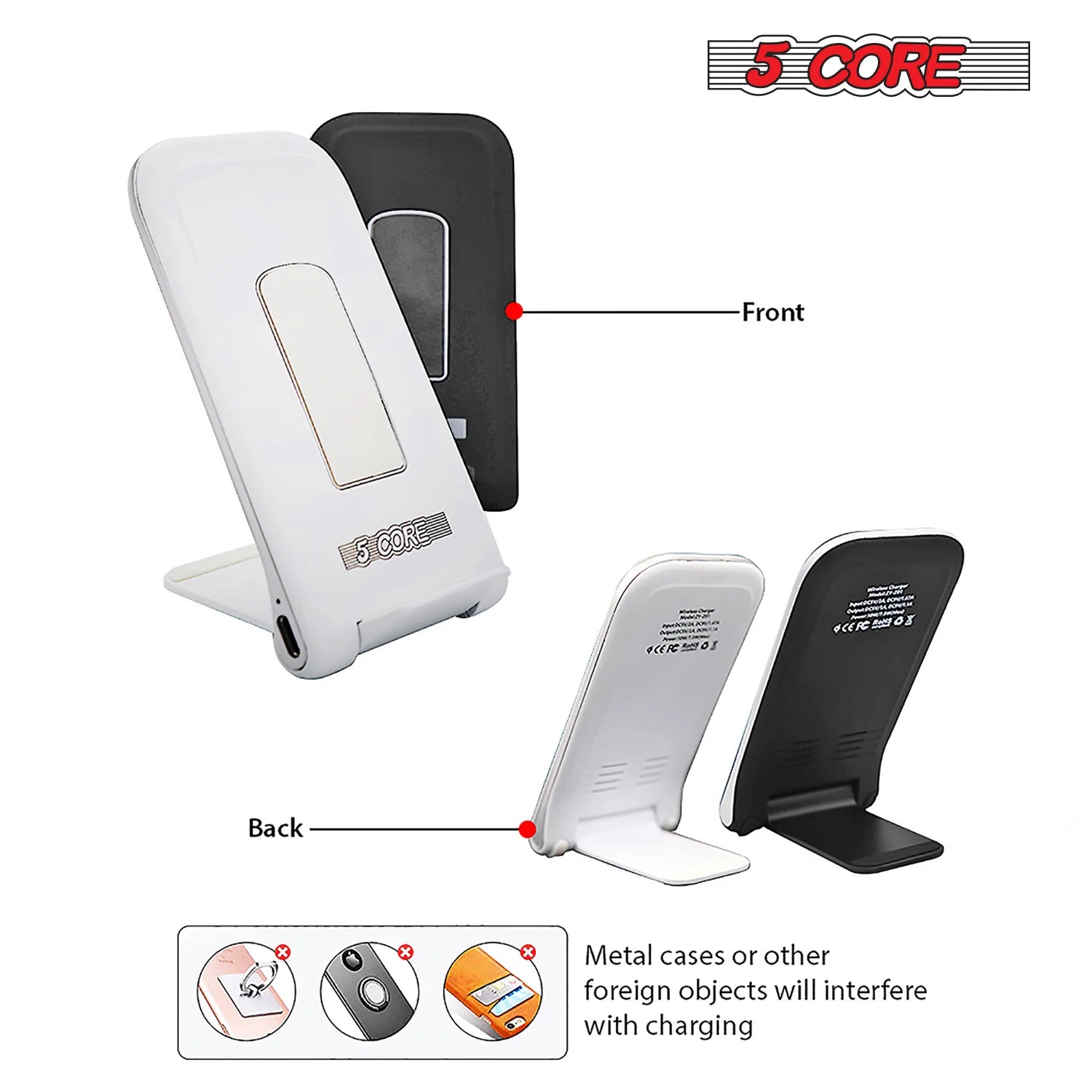 5 Core Wireless Charger 10W Max Fast Wireless Charging Pad Glass Top Pair Boostcharge Slim USB-C